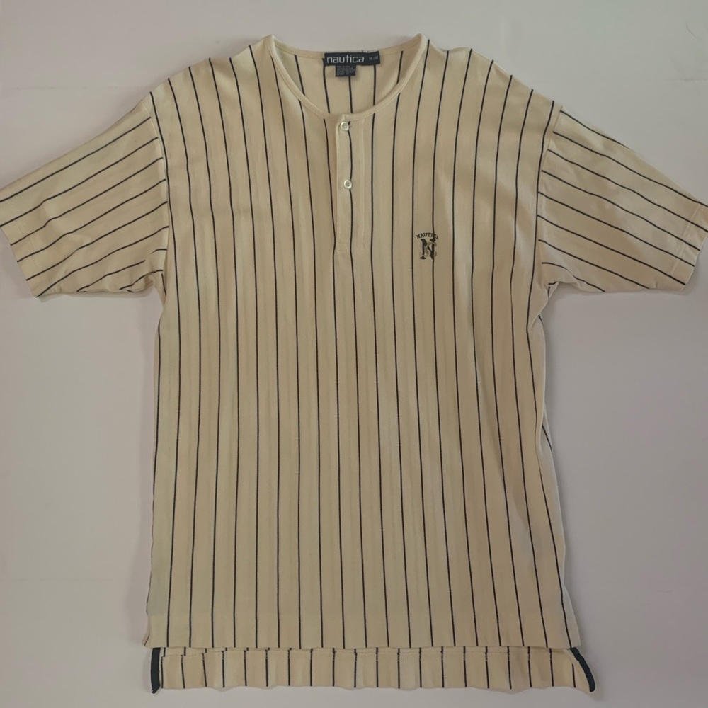 Vintage Nautica NSC Short Pinstripe Sleeve Shirt